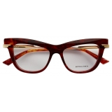 Bottega Veneta - Occhiali da Vista Cat-Eye Classico in Acetato Riciclato - Havana Trasparente - Bottega Veneta Eyewear