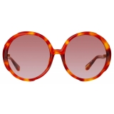 Linda Farrow - Otavia Oversized Sunglasses in Amber Tortoiseshell - LFL1356C3SUN - Linda Farrow Eyewear