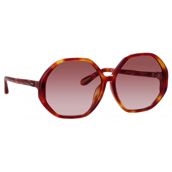 Linda Farrow - Paloma Hexagon Sunglasses in Amber - LFL1415C2SUN - Linda Farrow Eyewear