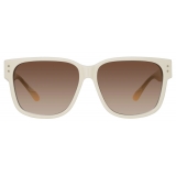 Linda Farrow - Perry D-Frame Sunglasses in White - LFL1429C3SUN - Linda Farrow Eyewear