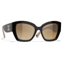 Chanel - Butterfly Sunglasses - Black Beige Light Brown - Chanel Eyewear