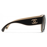 Chanel - Butterfly Sunglasses - Black Beige Light Brown - Chanel Eyewear