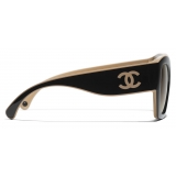 Chanel - Occhiali da Sole a Farfalla - Nero Beige Marrone Chiaro - Chanel Eyewear