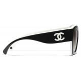 Chanel - Occhiali da Sole a Farfalla - Nero Bianco Beige - Chanel Eyewear