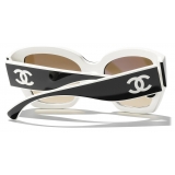 Chanel - Occhiali da Sole a Farfalla - Nero Bianco Beige - Chanel Eyewear