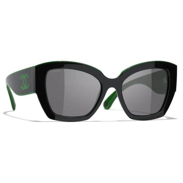 Chanel - Occhiali da Sole a Farfalla - Nero Verde Grigio - Chanel Eyewear
