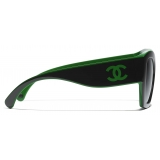 Chanel - Occhiali da Sole a Farfalla - Nero Verde Grigio - Chanel Eyewear