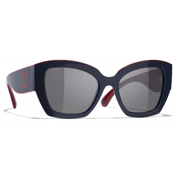 Chanel - Butterfly Sunglasses - Burgundy Navy Blue Gray - Chanel Eyewear