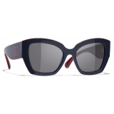 Chanel - Butterfly Sunglasses - Burgundy Navy Blue Gray - Chanel Eyewear