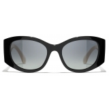 Chanel - Occhiali da Sole Ovali - Nero Beige Grigio - Chanel Eyewear