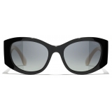 Chanel - Oval Sunglasses - Black Beige Gray - Chanel Eyewear