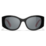 Chanel - Oval Sunglasses - Black Pink Dark Gray - Chanel Eyewear