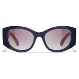 Chanel - Oval Sunglasses - Navy Blue Burgundy - Chanel Eyewear