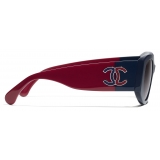 Chanel - Oval Sunglasses - Navy Blue Burgundy - Chanel Eyewear