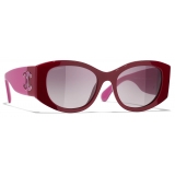 Chanel - Occhiali da Sole Ovali - Rosa Rosso - Chanel Eyewear