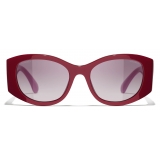 Chanel - Occhiali da Sole Ovali - Rosa Rosso - Chanel Eyewear