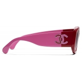 Chanel - Occhiali da Sole Ovali - Rosa Rosso - Chanel Eyewear