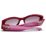 Chanel - Occhiali da Sole Ovali - Rosa Rosso - Chanel Eyewear