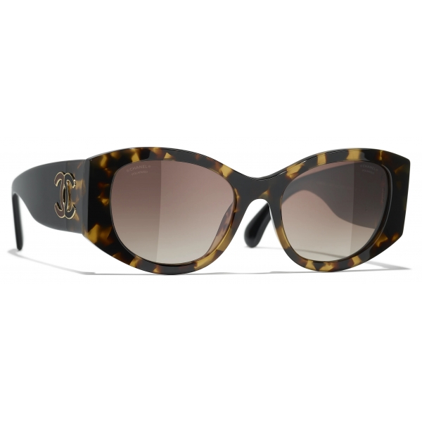Chanel - Oval Sunglasses - Tortoise Black Brown - Chanel Eyewear