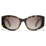 Chanel - Oval Sunglasses - Tortoise Black Brown - Chanel Eyewear