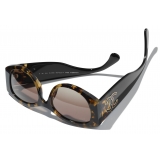 Chanel - Oval Sunglasses - Tortoise Black Brown - Chanel Eyewear