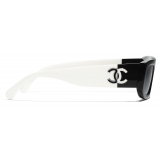 Chanel - Rectangular Sunglasses - Black White Dark Gray - Chanel Eyewear