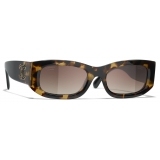 Chanel - Rectangular Sunglasses - Tortoise Black Brown - Chanel Eyewear