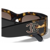 Chanel - Occhiali da Sole Rettangolari - Tartaruga Nero Marrone - Chanel Eyewear