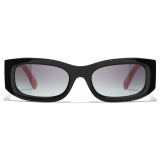 Chanel - Occhiali da Sole Rettangolari - Nero Rosso Grigio - Chanel Eyewear