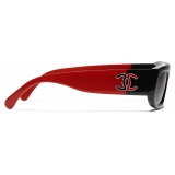 Chanel - Rectangular Sunglasses - Black Red Gray - Chanel Eyewear