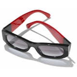 Chanel - Occhiali da Sole Rettangolari - Nero Rosso Grigio - Chanel Eyewear