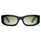 Chanel - Occhiali da Sole Rettangolari - Nero Verde - Chanel Eyewear