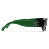 Chanel - Occhiali da Sole Rettangolari - Nero Verde - Chanel Eyewear