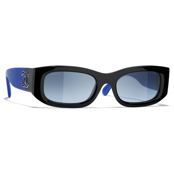 Chanel - Occhiali da Sole Rettangolari - Nero Blu - Chanel Eyewear