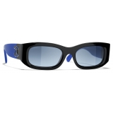 Chanel - Occhiali da Sole Rettangolari - Nero Blu - Chanel Eyewear