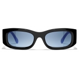 Chanel - Occhiali da Sole Rettangolari - Nero Blu - Chanel Eyewear
