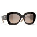 Chanel - Square Sunglasses - Black Beige Light Brown - Chanel Eyewear