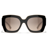 Chanel - Occhiali da Sole Quadrati - Nero Beige Marrone Chiaro - Chanel Eyewear