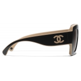 Chanel - Square Sunglasses - Black Beige Light Brown - Chanel Eyewear