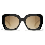 Chanel - Occhiali da Sole Quadrati - Nero Bianco Beige - Chanel Eyewear