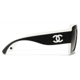 Chanel - Occhiali da Sole Quadrati - Nero Bianco Beige - Chanel Eyewear