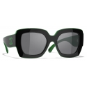 Chanel - Occhiali da Sole Quadrati - Nero Verde Grigio - Chanel Eyewear