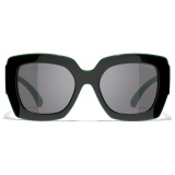 Chanel - Occhiali da Sole Quadrati - Nero Verde Grigio - Chanel Eyewear
