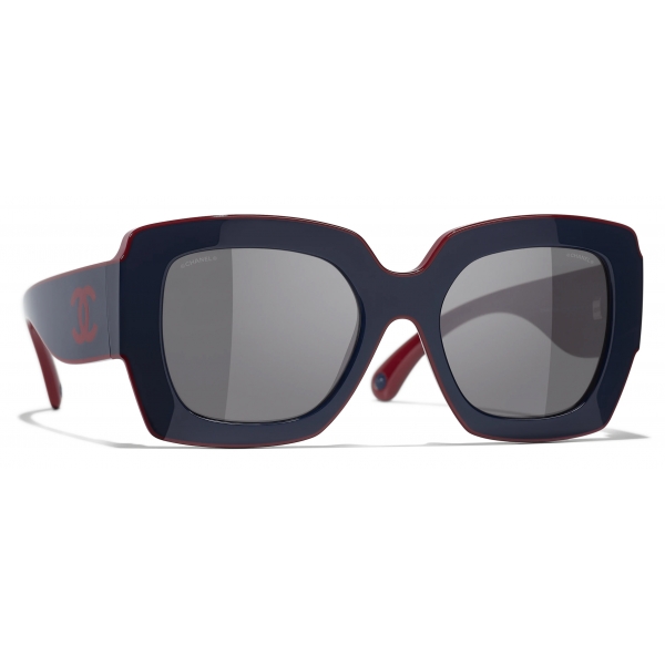 Chanel - Square Sunglasses - Burgundy Navy Blue Gray - Chanel Eyewear