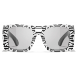 Chanel - Occhiali da Sole Quadrati - Nero Bianco Grigio - Chanel Eyewear