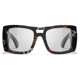 Chanel - Occhiali da Sole Quadrati - Nero Multicolore Grigio - Chanel Eyewear