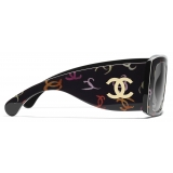 Chanel - Occhiali da Sole Quadrati - Nero Multicolore Grigio - Chanel Eyewear