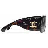 Chanel - Square Sunglasses - Black Multicolor Gray - Chanel Eyewear