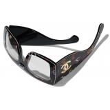 Chanel - Occhiali da Sole Quadrati - Nero Multicolore Grigio - Chanel Eyewear