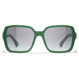 Chanel - Occhiali da Sole Quadrati - Grigio Verde - Chanel Eyewear